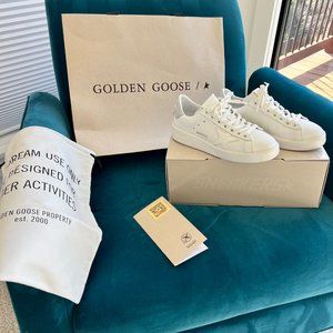 GOLDEN GOOSE Purestar with Glittery Silver Heel 36